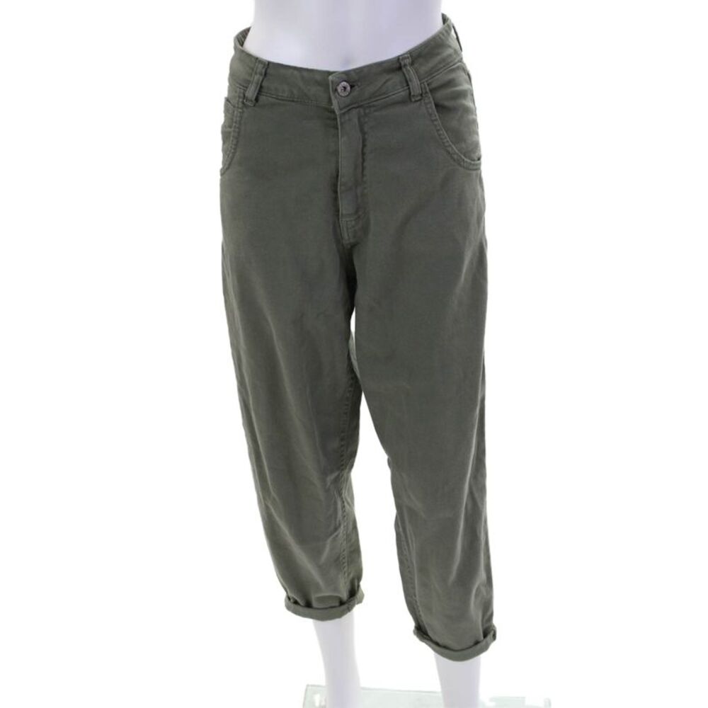 Dixie Womens High Rise Slim Leg Zip Up Jeans Olive Green Cotton Size 26